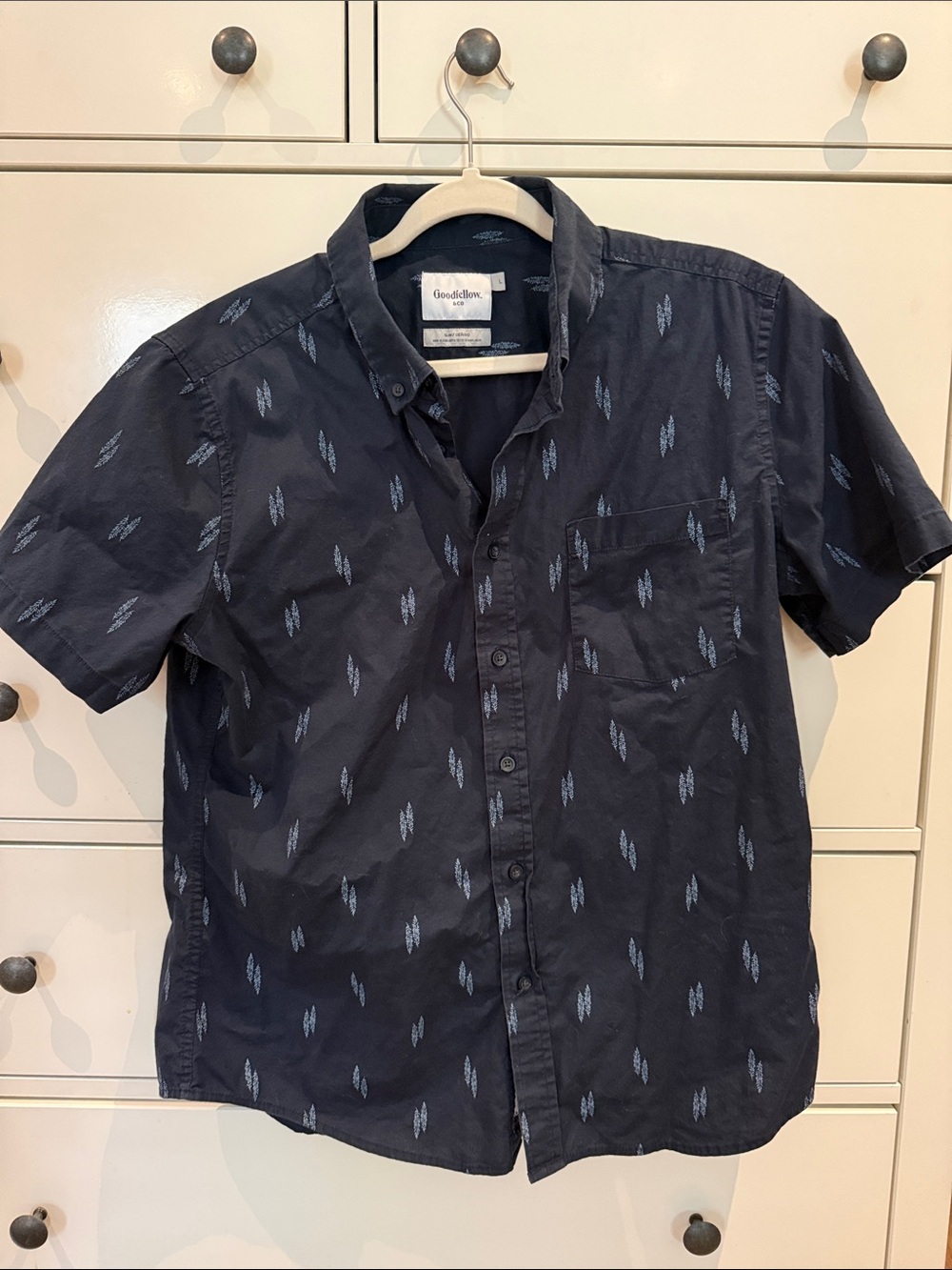 Goodfellow & Co Men's Navy Short-Sleeve Button-Up Shirt size L